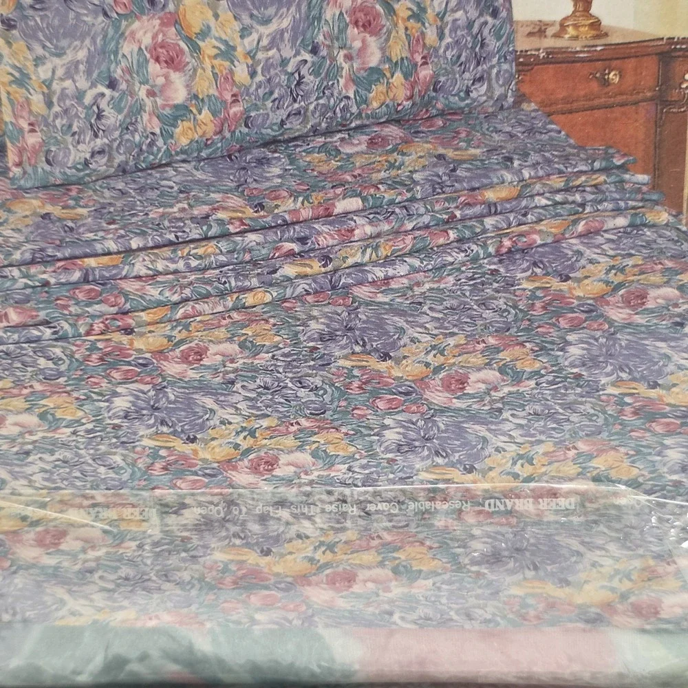 Vintage 90s Signature Pastel Floral 4 Piece Full Bed Set Deep PocketFitted